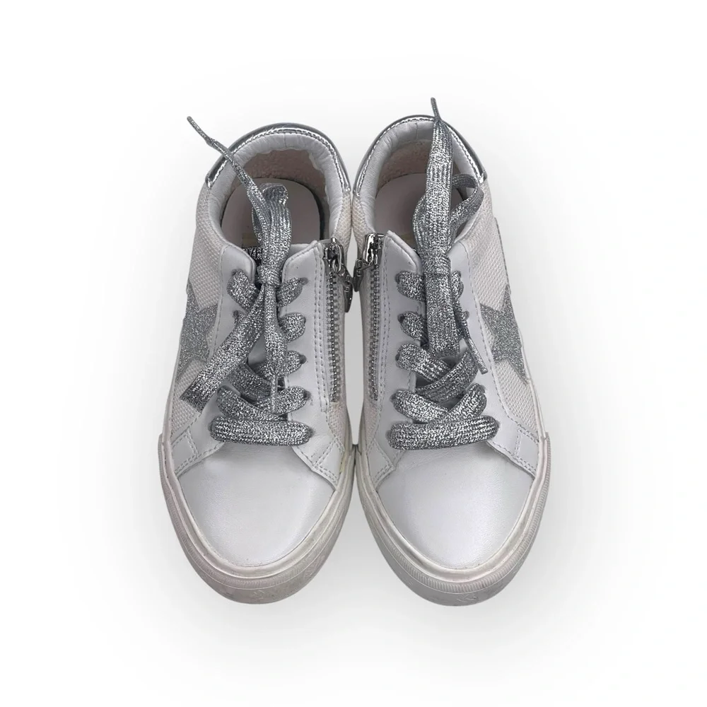 Vintage Havana 𖤐 Gita Star Sneakers 𖤐 Vegan Leather Silver Metallic Glitter 𖤐 12 - Picture 8 of 16